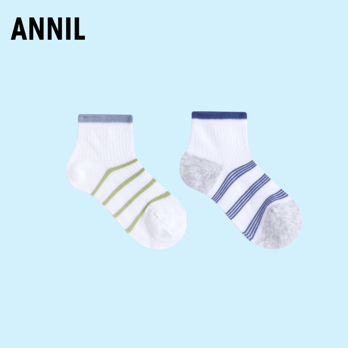 【新品首发】安奈儿童装男童袜子两双装2024夏新款短袜吸湿透气