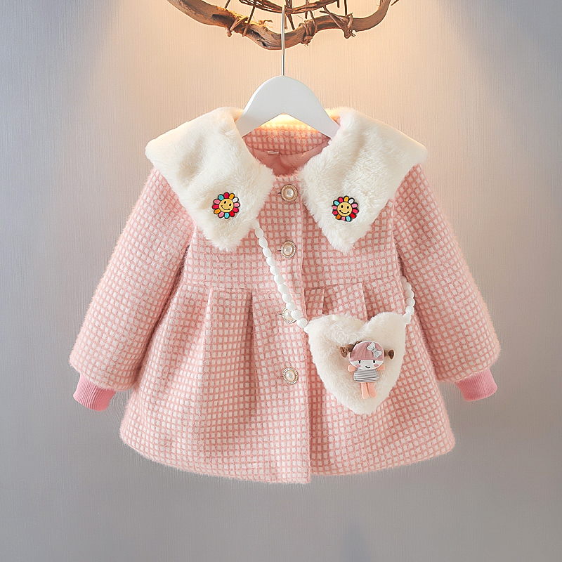 女童冬装1外套0-4岁女宝宝冬天衣服婴儿加绒上衣小女孩呢子毛毛衣