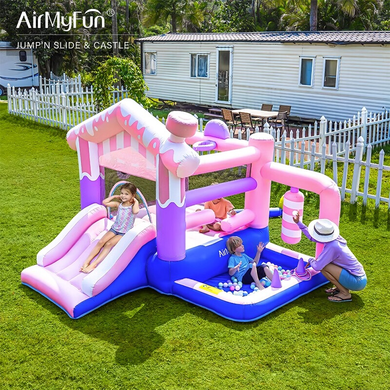 AirMyFun粉屋乐园充气城堡室内小型儿童家用蹦蹦床滑梯跳床淘气堡