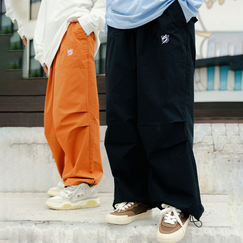 US联邦街牌多色宽松伞兵长裤 美式纯色嘻哈街舞滑板休闲工装裤