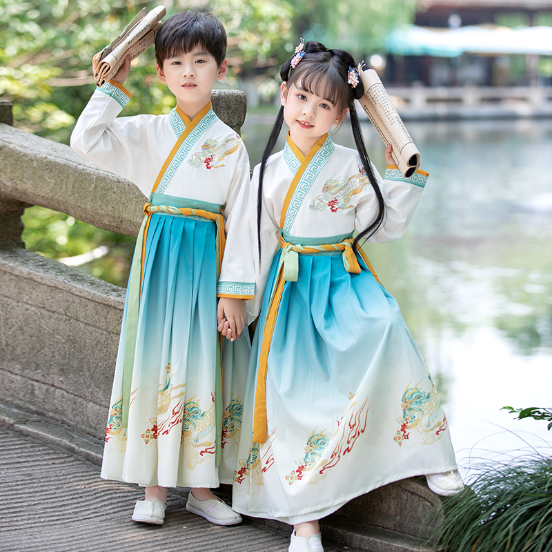 儿童古装汉服唐装中小学生三字经书童国学服中国风古风薄款表演服
