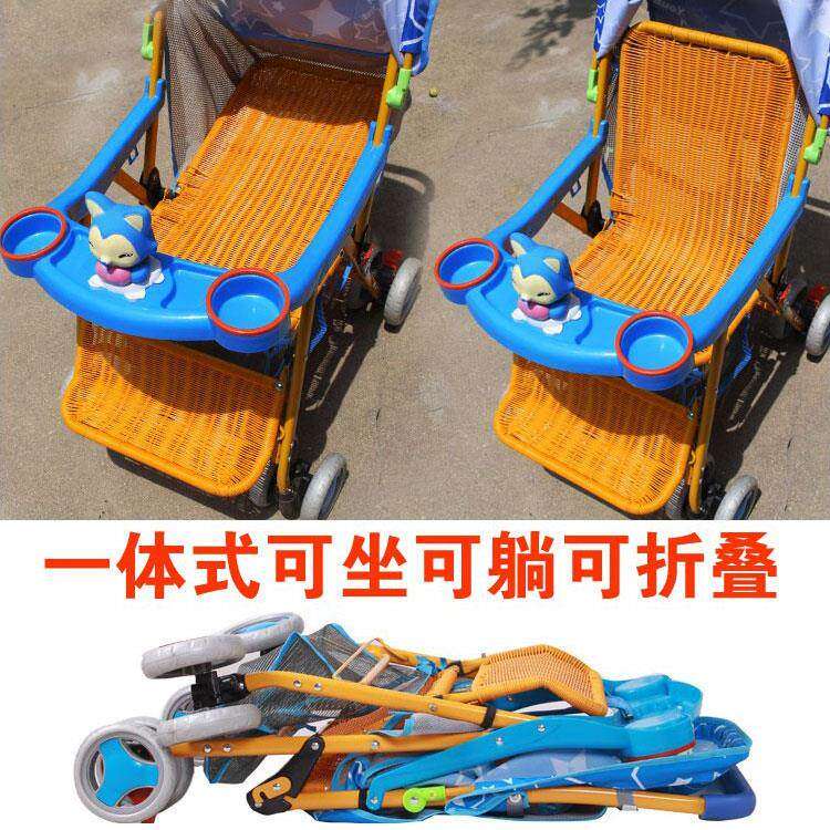 夏季仿推车轻便可折叠可坐躺四轮仿竹编婴儿车bb藤编推椅三轮车女