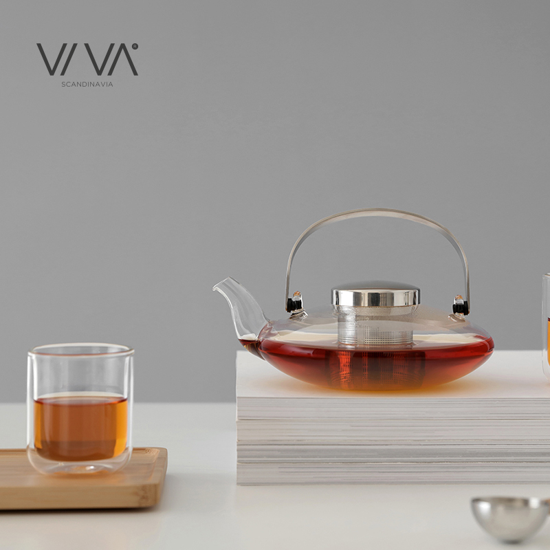 丹麦VIVA 北欧耐高温叶型玻璃茶壶家用耐热小茶壶泡茶壶过滤加厚