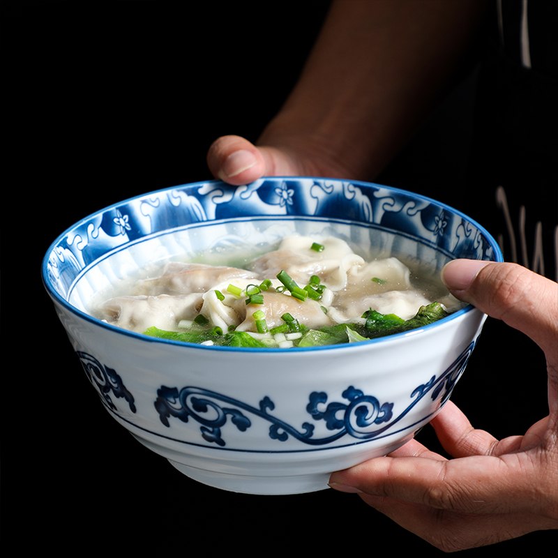 深碗大汤碗单个小号8寸7寸吃面碗日式陶瓷碗青花大号家用创意个性