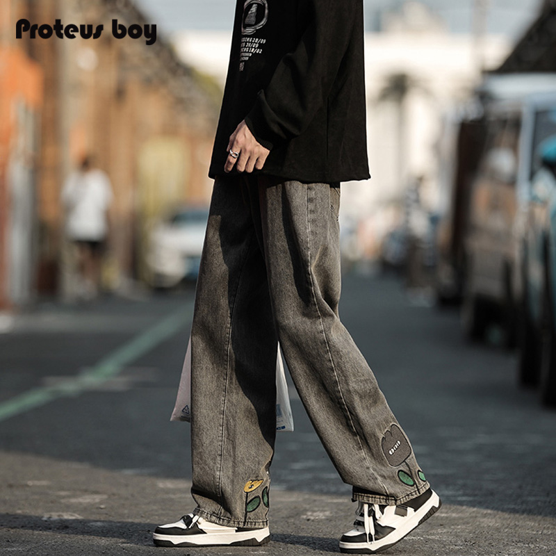ProteusBoy牛仔裤男款春秋夏季2024新宽松直筒男生休闲美式长裤子