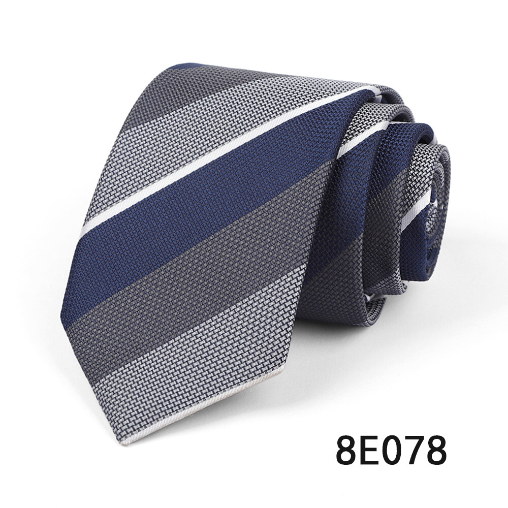 极速2024新款男士条纹领带商务休闲行政正装条纹8cm涤丝手打领带