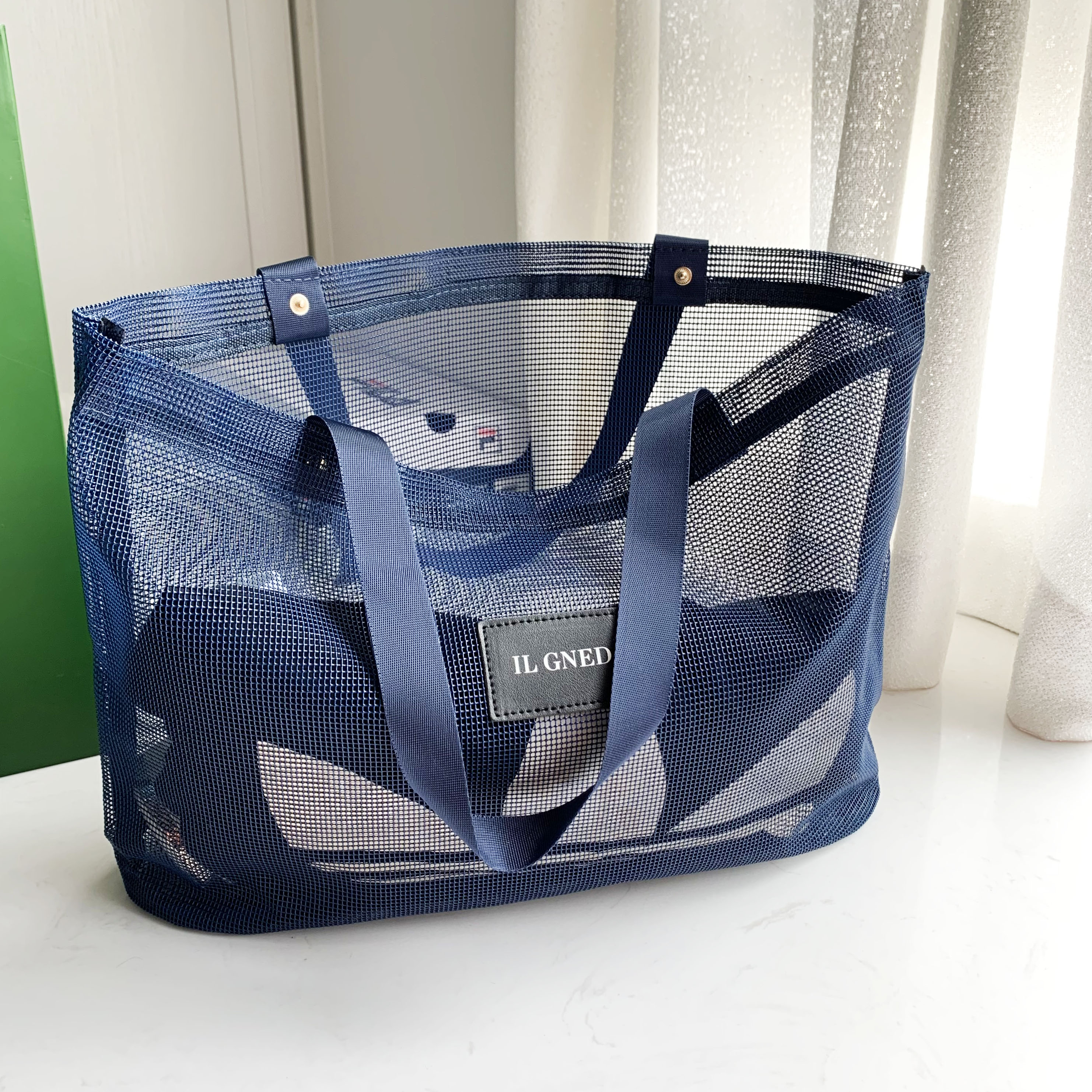 ILGNED托特包网纱大容量手提包ins透明大包购物袋旅行 轻奢收纳包