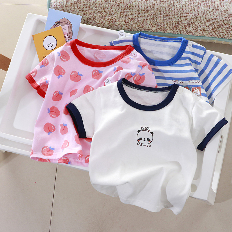 2023新款女宝宝短袖T恤0男小童婴儿上衣1儿童夏装纯棉2女童装3岁