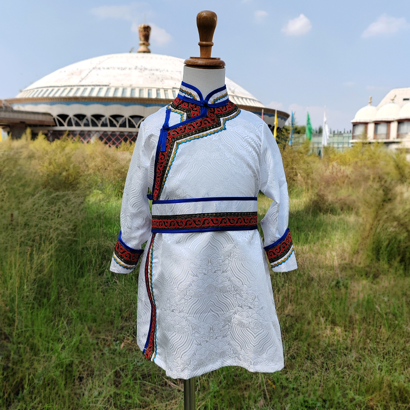 秋季新款蒙古舞演出服男孩中长款舒适民族风日常生活装儿童蒙古袍
