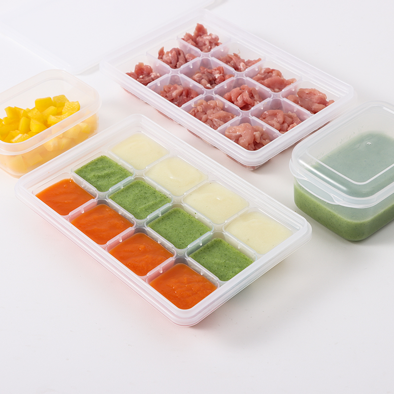 日本进口婴儿辅食盒宝宝外出便携零食储存冰箱冷冻分格保鲜密封盒