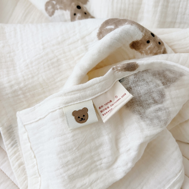 网红ins可爱小熊60支儿童床单单件纯棉双层纱布柔软透气婴儿宝宝