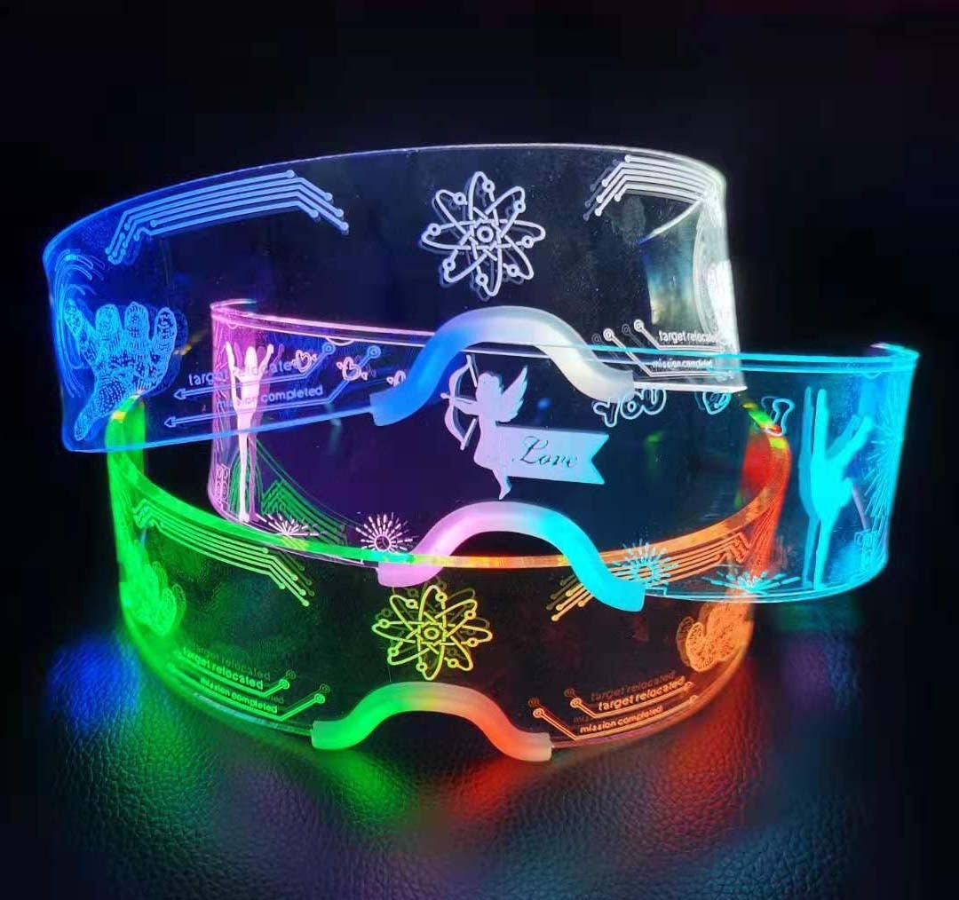 赛博朋克眼镜会发光的未来科技感眼镜led科幻中二迪酒吧派对道具
