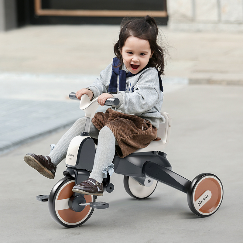 playkids儿童三轮车可折叠遛娃神器1-3岁脚踏车超轻便双向手推车