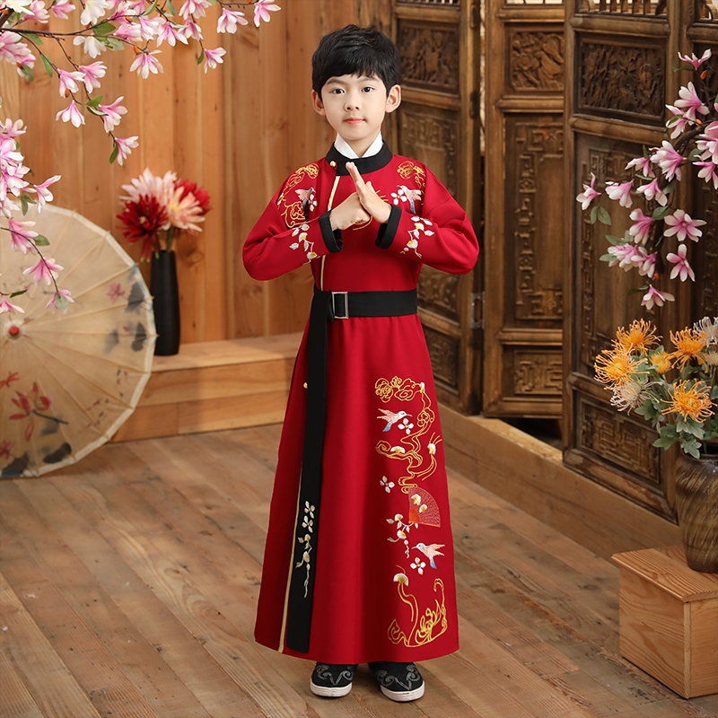 汉服男童中国风古装套装儿童宋制侠客10岁小男孩少爷服唐朝演出服
