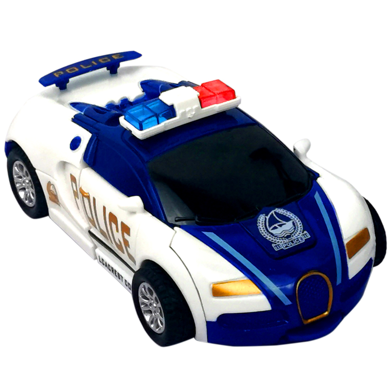 儿童玩具车男孩宝宝一键变形汽车人玩具小撞击模型6警车2赛车3岁