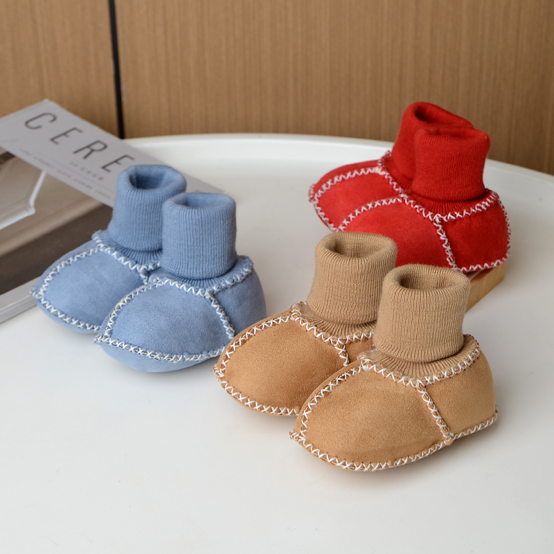 婴儿鞋子秋冬季0-3-9个月女宝宝棉鞋袜步前鞋加绒软底不掉保暖8