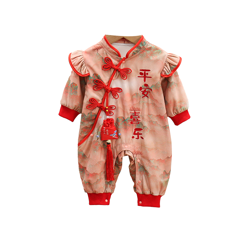 网红3个月婴儿衣服秋季宝宝洋派连身衣满月宴周岁礼服网红可爱哈