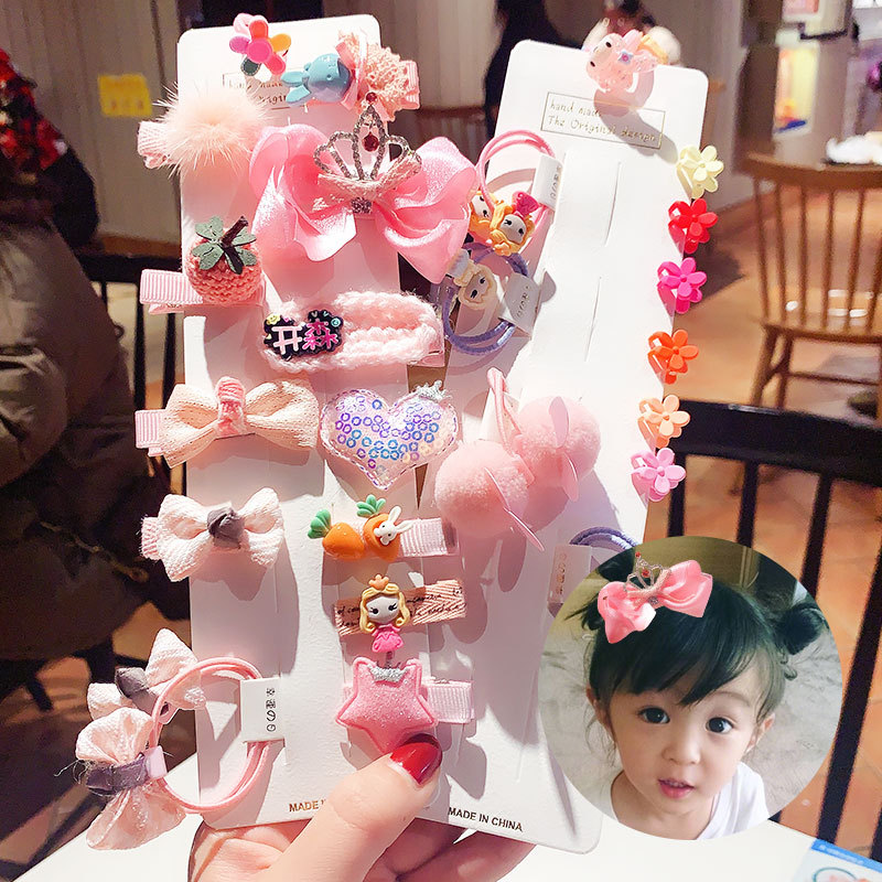 新款儿童发饰可爱韩版女童发夹宝宝发卡公主皮筋头绳发圈套装