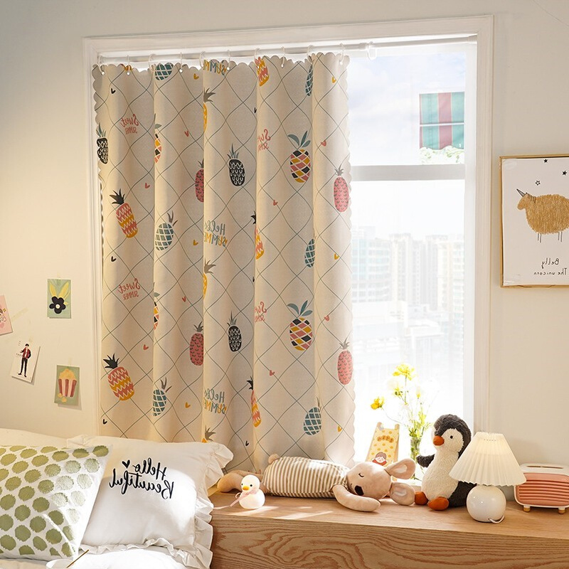 窗帘杆一整套免打孔安装遮光布短款宿舍简易伸缩杆遮阳卧室挂钩式