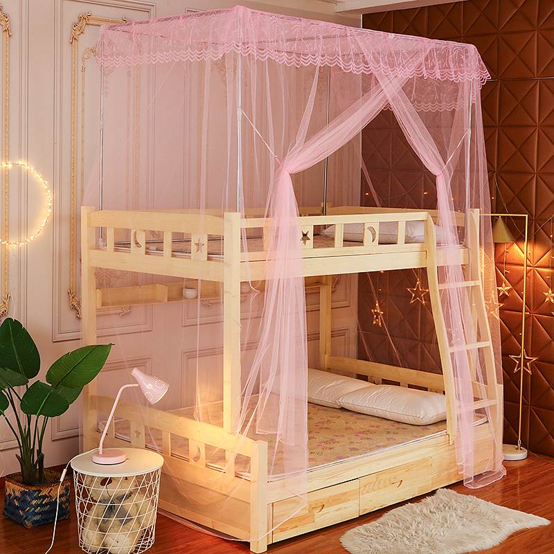 子母床蚊帐上下铺一体式儿童双层实木上下床定制梯形家用专用蚊帐