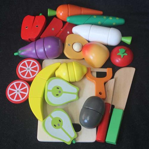 新品磁性蔬菜水果木头切切看过家家玩具男孩女宝宝1-2-3-6岁早教