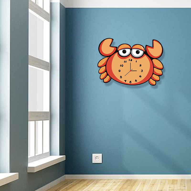 小螃蟹卡通创意静音客厅卧室儿童房幼儿园钟表挂钟可爱时尚装饰表