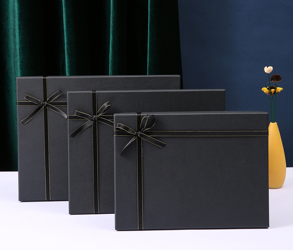 黑色礼物盒生日礼物盒子装衣服衬衫围巾礼盒空盒大容量高档高级感