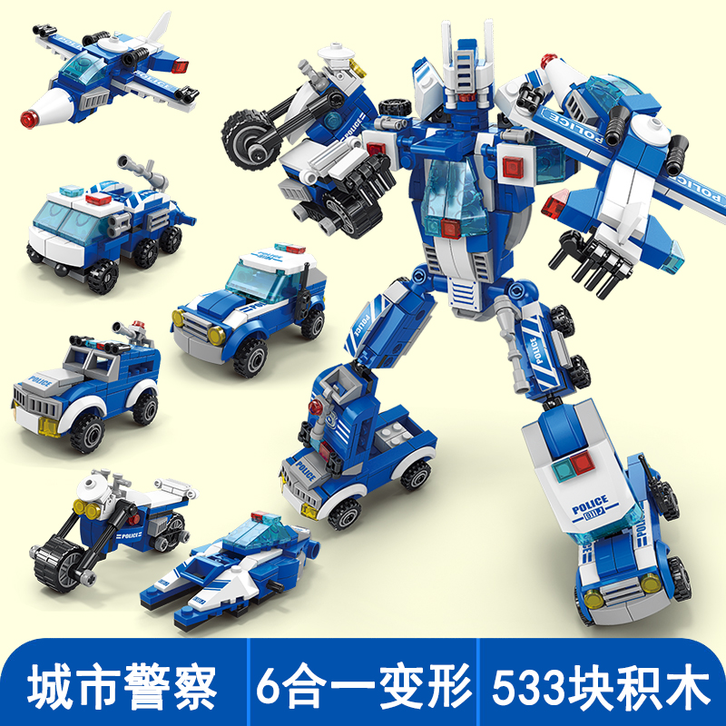 新款2024新款小学生拼装玩具积木男孩益智力军事坦克飞机变形汽车