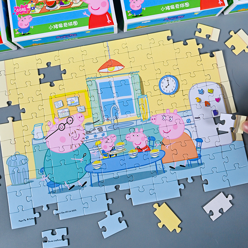 小猪佩奇拼图的3岁100片儿童益智进阶3到6岁平图的玩具卡通4宝宝5