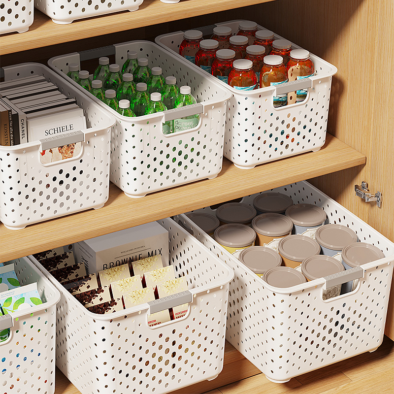 日本家用厨房整理盒桌面杂物零食收纳盒化妆品首饰收纳筐塑料储物