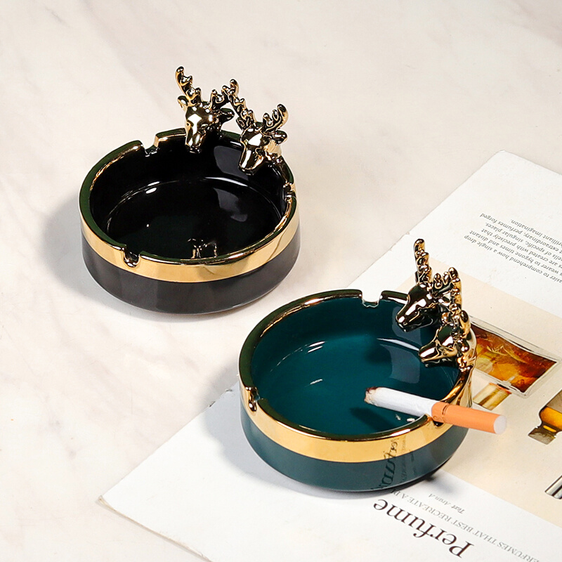 北欧轻奢陶瓷烟灰缸摆件家用客厅个性潮流时尚创意办公室装饰烟缸