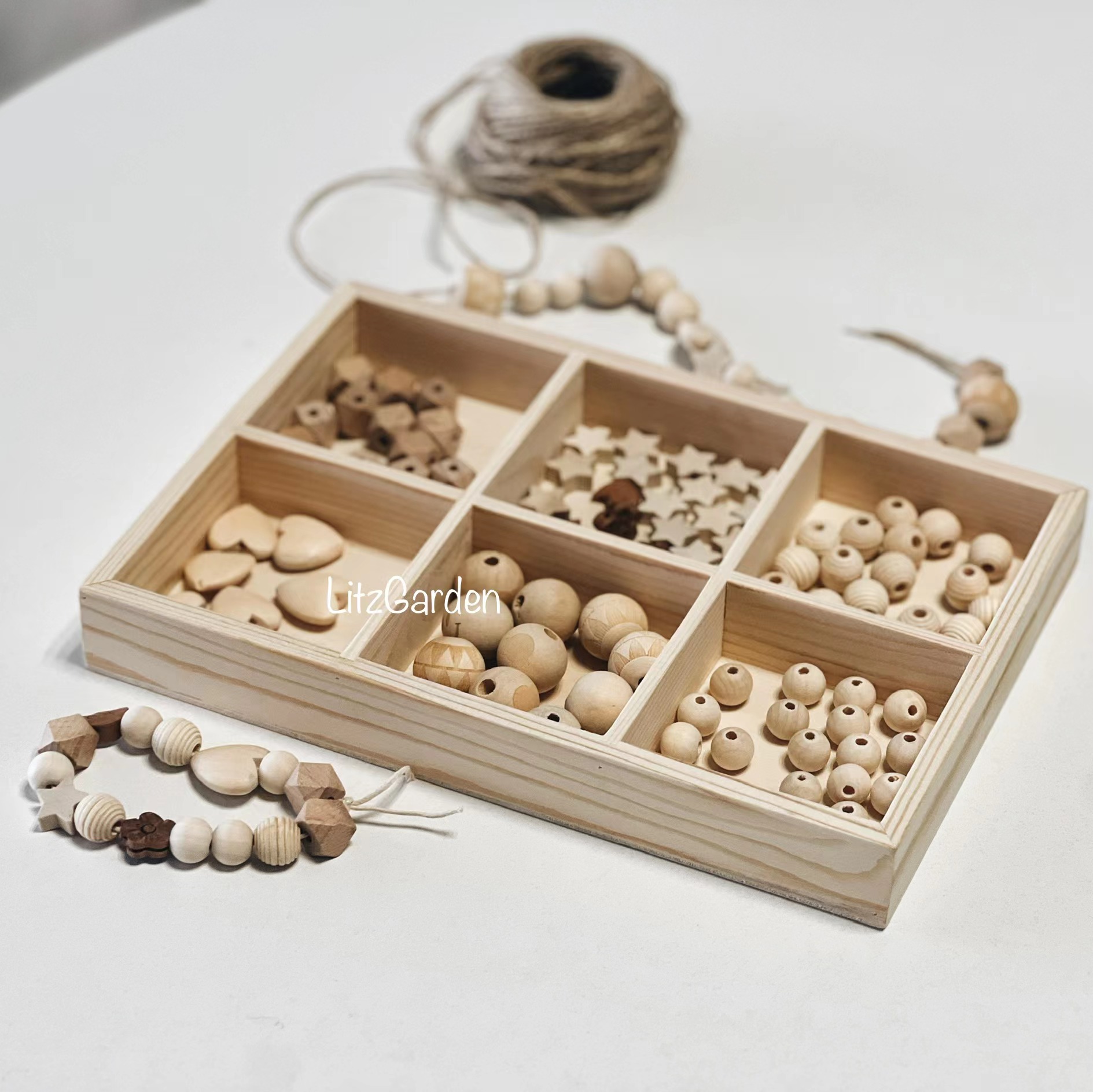【礼遇现货】礼遇LitzGarden自制串珠早教教具精细动作木制玩具