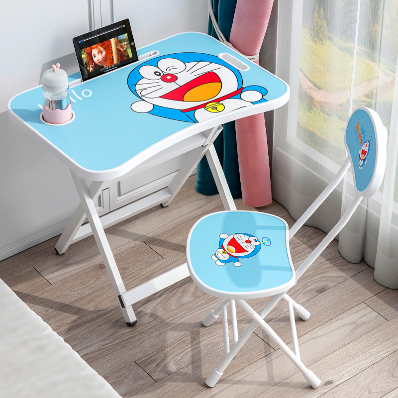 便携式儿童学习桌椅套装家用卡通可折叠书桌小学生写字桌简易课桌