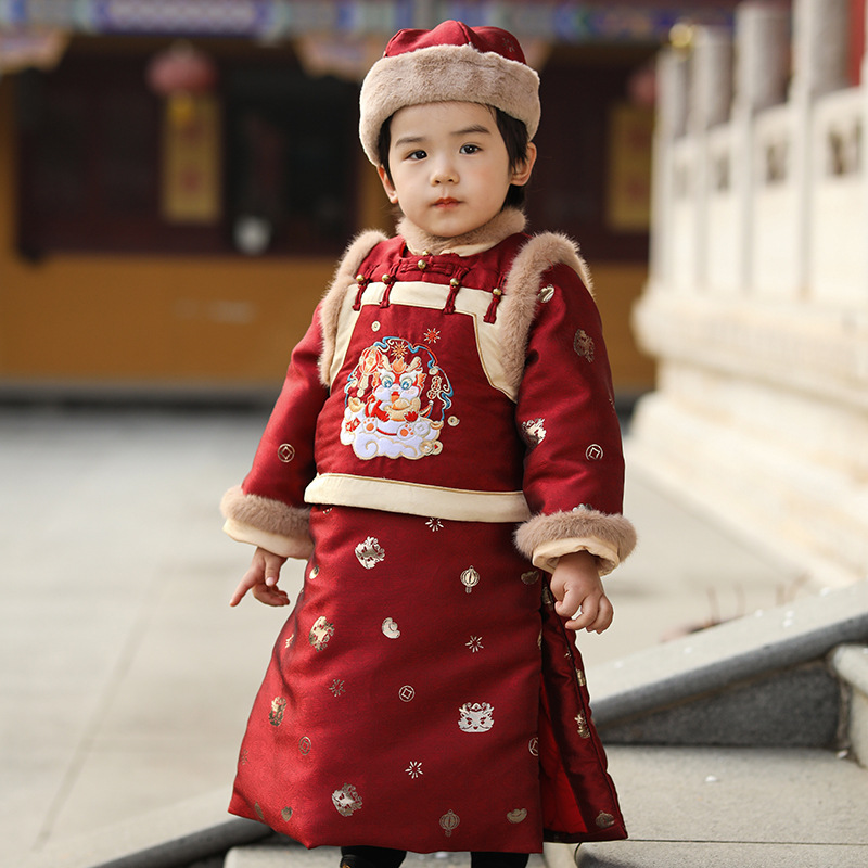 儿童拜年服2024龙年新款男童中国风汉服过年喜庆唐装男宝宝新年装
