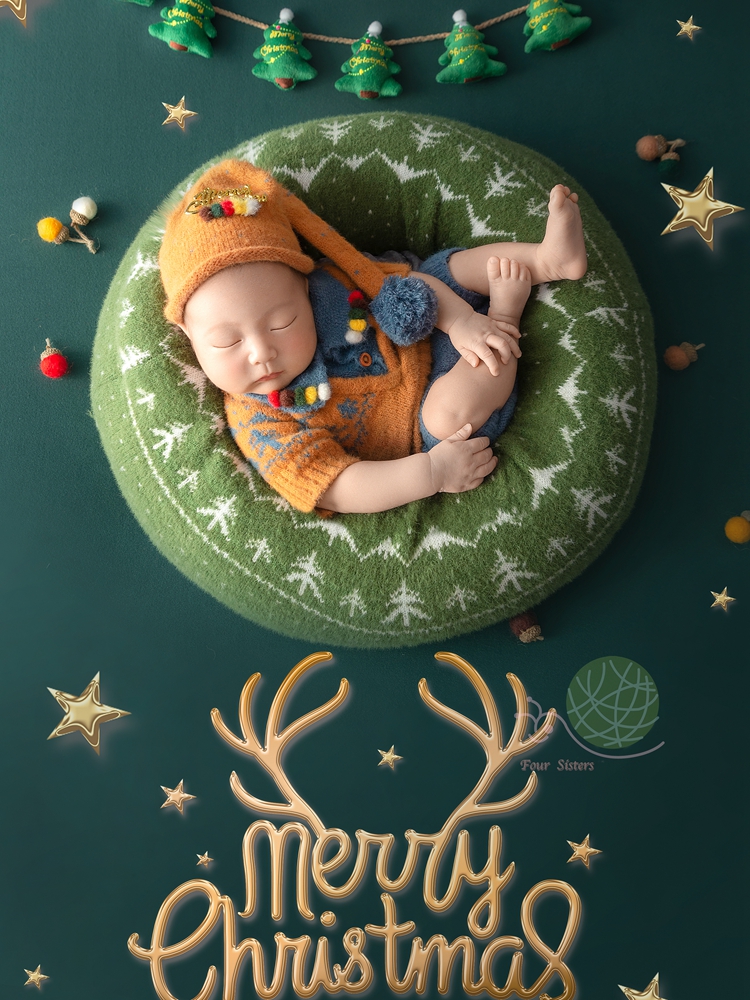 新生儿摄影服装满月婴儿拍照主题圣诞节宝宝照相衣服影楼正版套装
