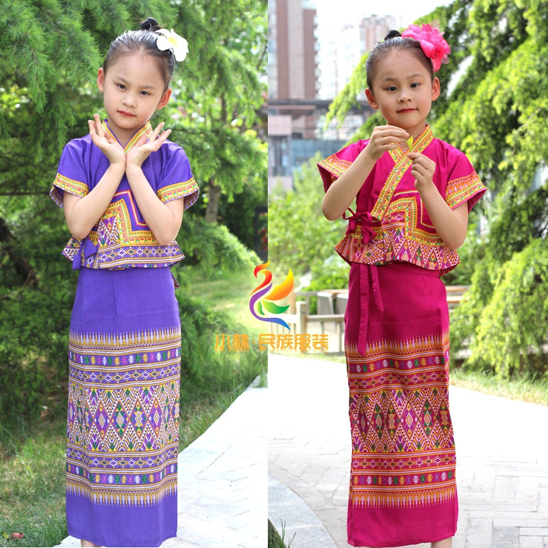 泰国女童装版纳傣族儿童舞蹈服装演出礼服泼水节民族服饰套装520