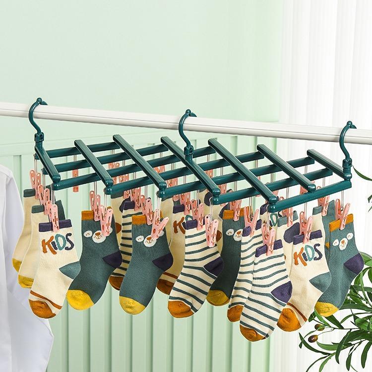 折叠晾衣架袜子夹宝宝婴儿衣服撞色晾洗收纳整理架内衣裤防风伸缩