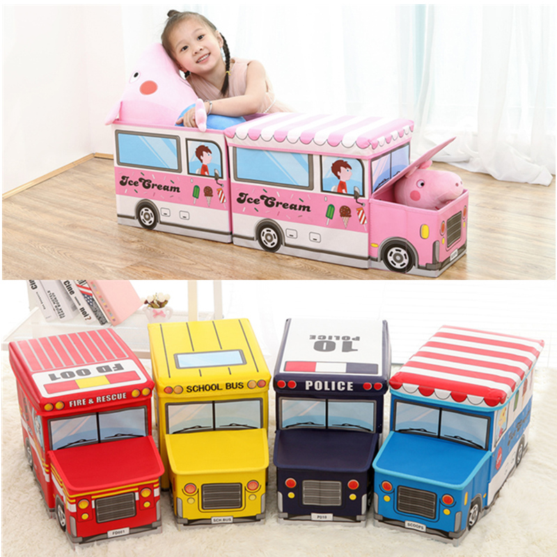 儿童玩具收纳箱可坐人箱子小火车收纳凳宝宝卡通整理筐折叠盒神器