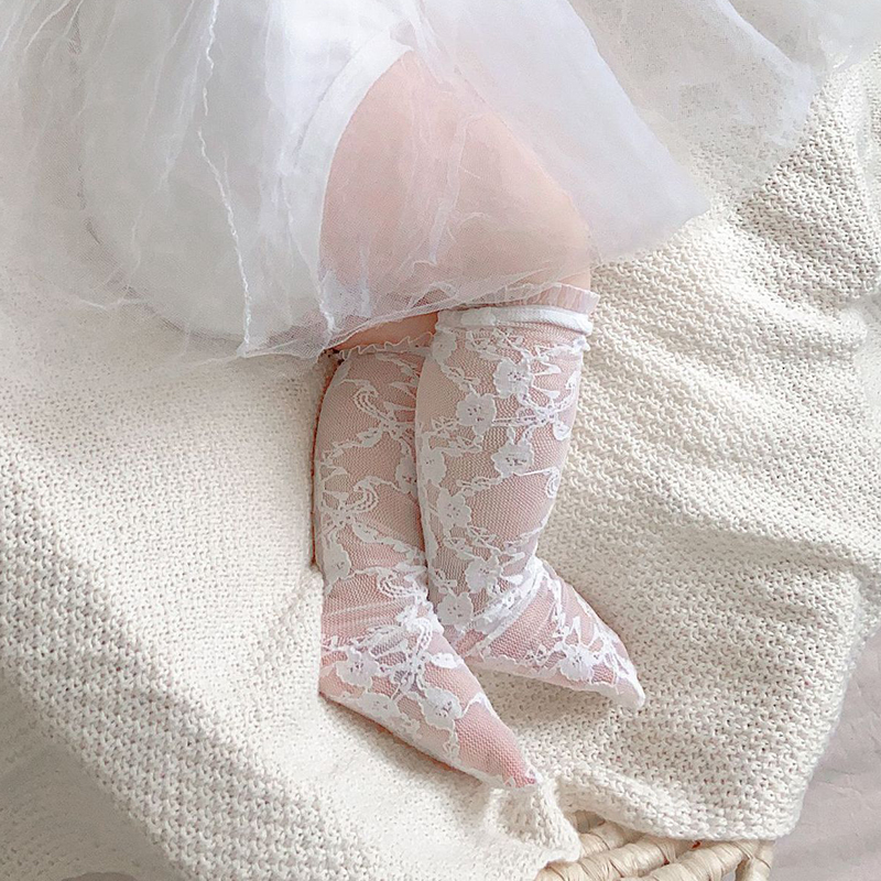 ins韩版宝宝蕾丝袜 夏季婴儿镂空防蚊网眼中筒袜婴童公主长筒袜薄