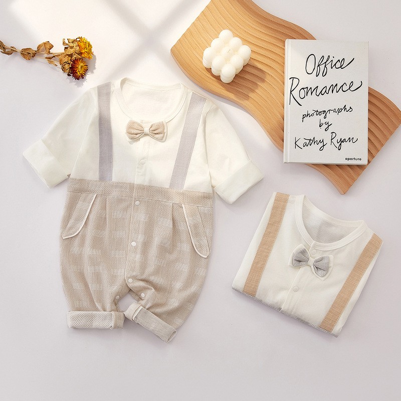 新生婴儿夏季连体衣薄款外出服0~3月纯棉初生衣服