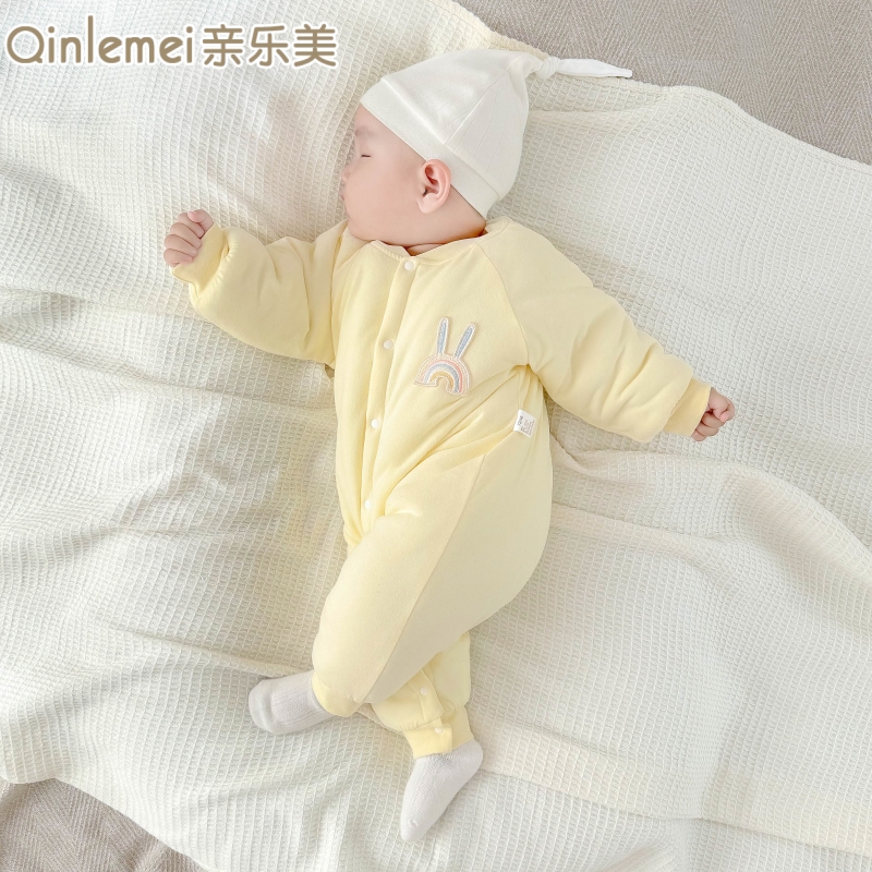 新生儿婴儿衣服秋冬新款连体衣纯棉外套衣服男女宝宝长袖外出爬服