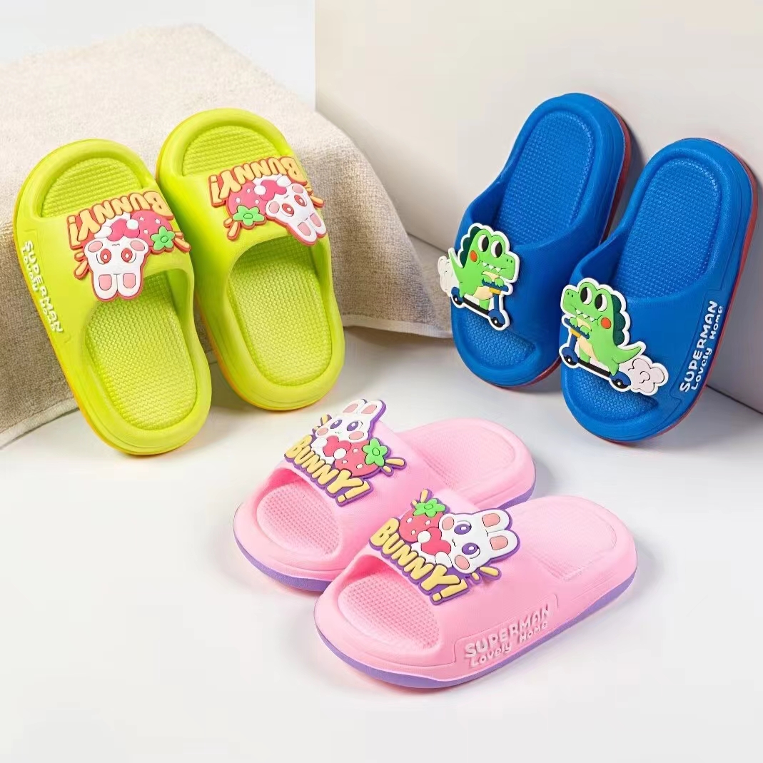 儿童塑料潮流时尚男童女童防滑夏天沙滩室内拖鞋卡通动物图案拖鞋