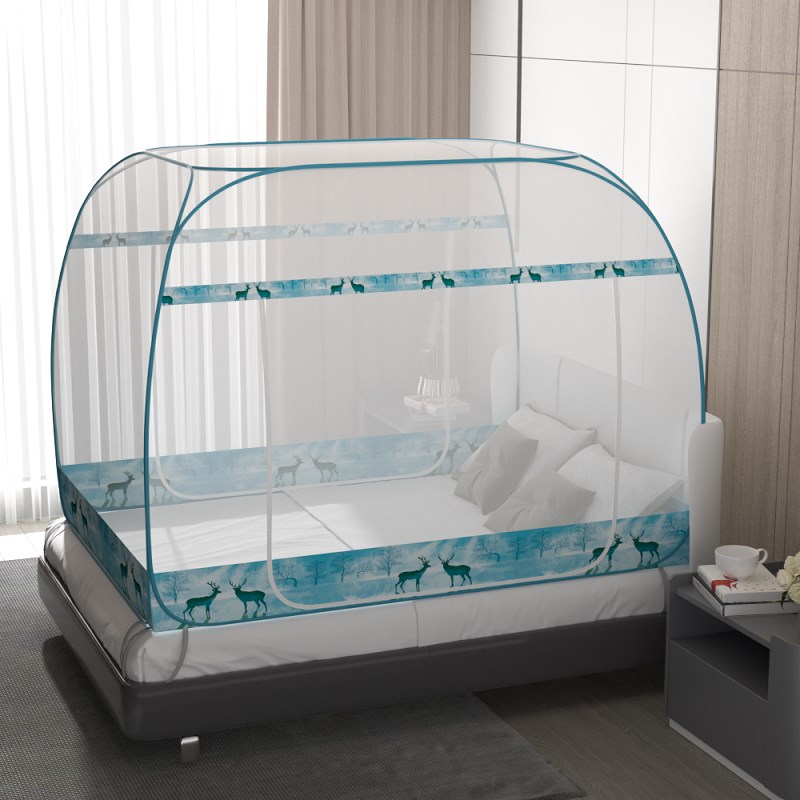 免安装蚊帐蒙古包家用卧室双人床1.8m1.5米单P人床1.2可折叠大空