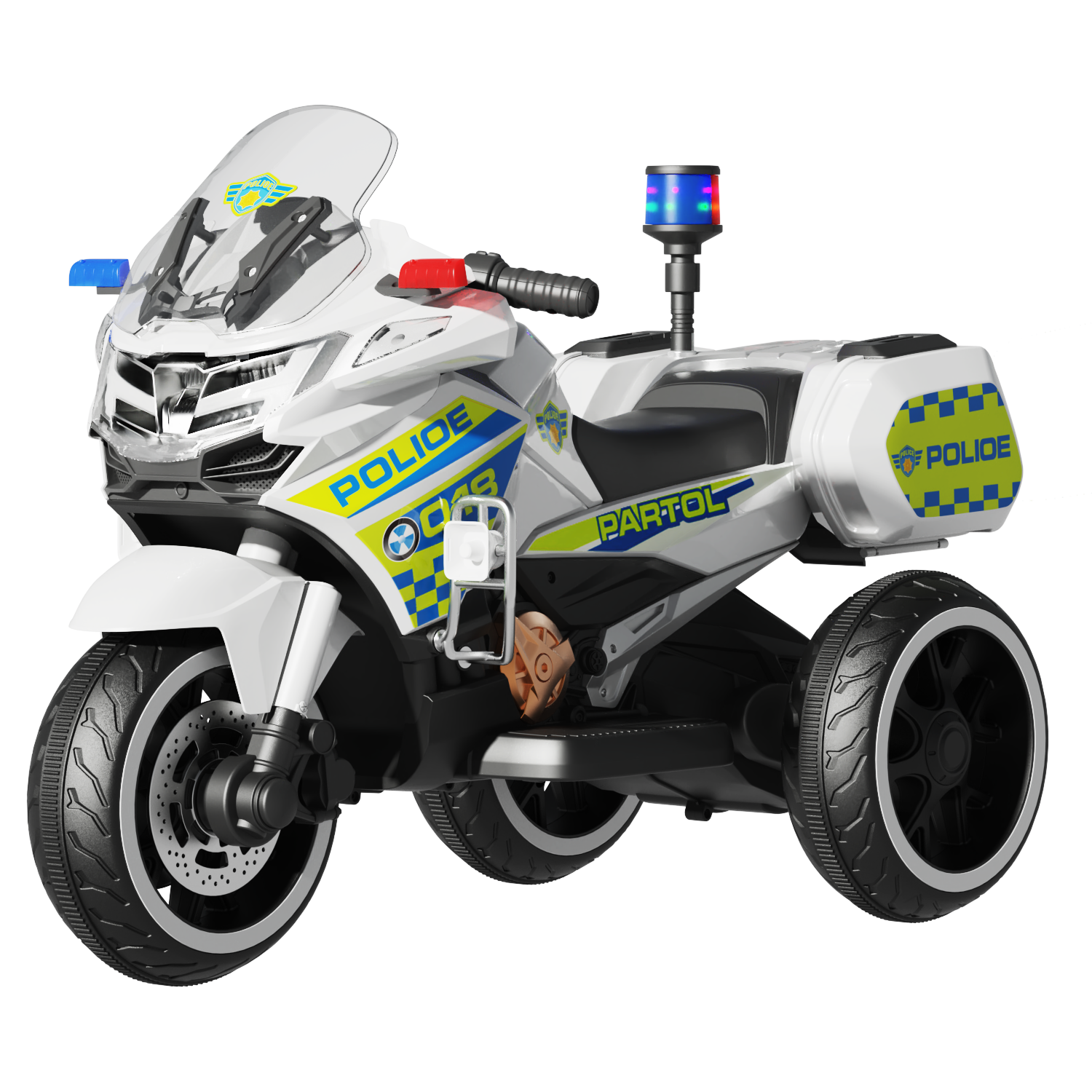 儿童电动摩托车三轮车闪光轮可遥控可坐人男女孩充电玩具汽车警车