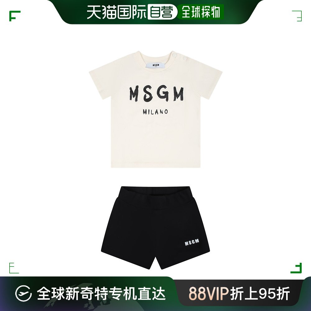 香港直邮Msgm 婴儿 徽标T恤短裤套装童装 S4MSNBTR320013