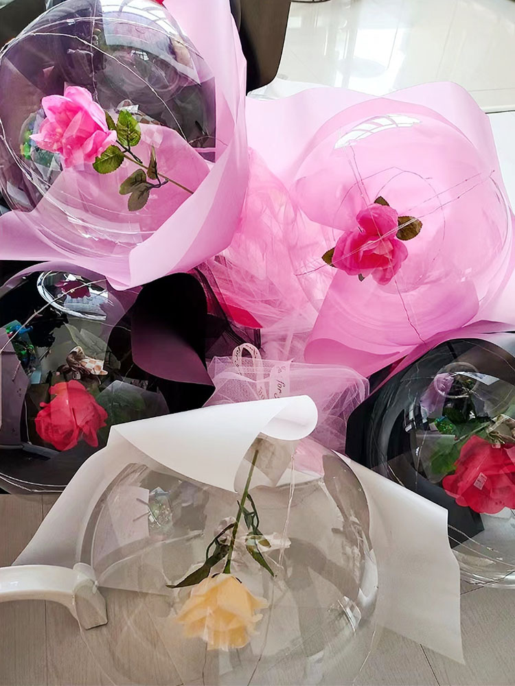 发光玩具地推气球玫瑰花束白带灯卖波波球手工材料包告求婚网红街