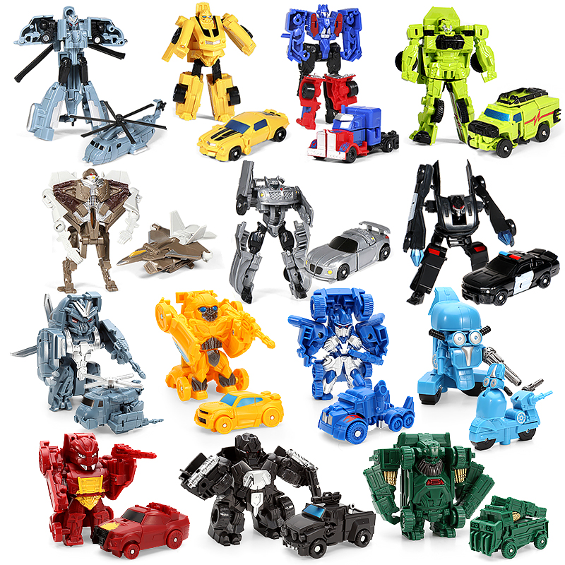 高档变形玩具男童机器人迷你小汽车人小型大全套金刚模型套装男孩
