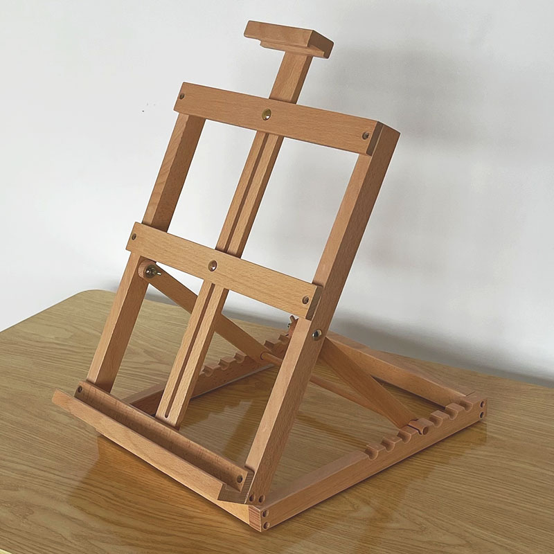 博汇画材桌面画架榉木制台式可折叠油画架4开素描画板调节便携