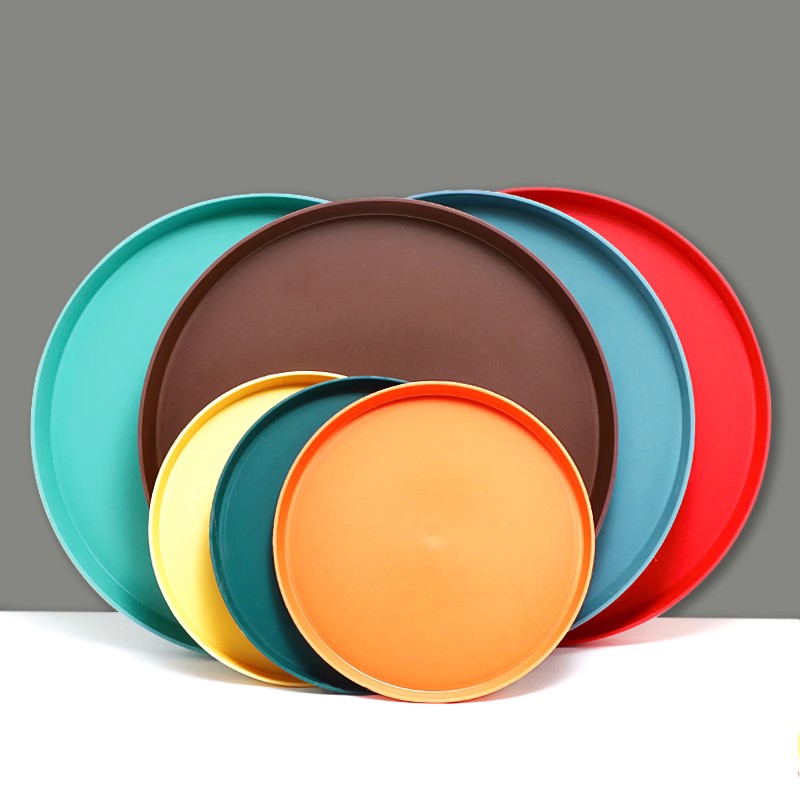 塑料托盘圆形ins北欧风加厚茶杯盘水果面包店蛋糕幼儿园塑料餐盘