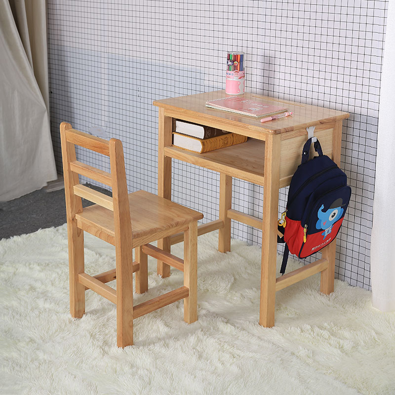 全实木免组装课桌椅凳儿童中小学校家用学习写字木书桌直销可移动